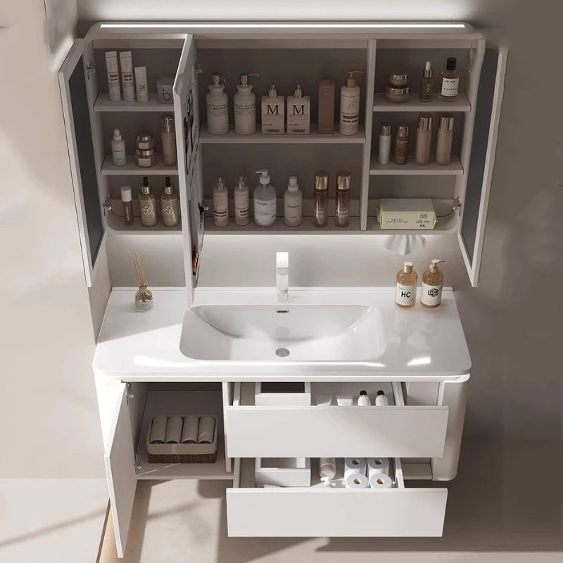 Led Light Ensuite Bathroom Cabinet Basin Designs Mirror Shelves Bathroom Cabinets Shower Organizer Banyo Dolabi Home Furniture