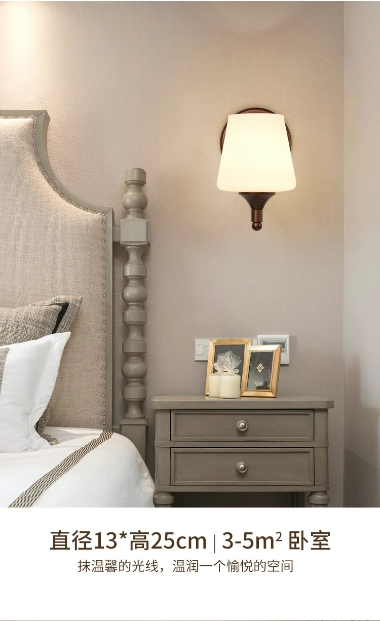 Bathroom Light Lighting with White Frosted Glass Shade, Wall Lamp for Mirror Kitchen Bedroom Living Room Porch
