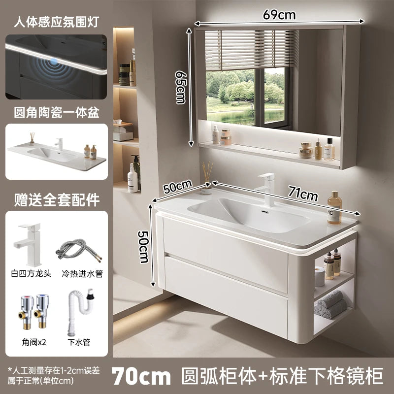Led Light Ensuite Bathroom Cabinet Basin Designs Mirror Shelves Bathroom Cabinets Shower Organizer Banyo Dolabi Home Furniture