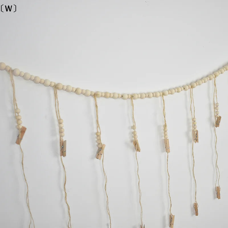 〔W〕Photo Display Wall Hanging Decor Boho Home Wooden Beads Macrame Tapestry For Room Decors Aesthetic Gift〔Winter1〕