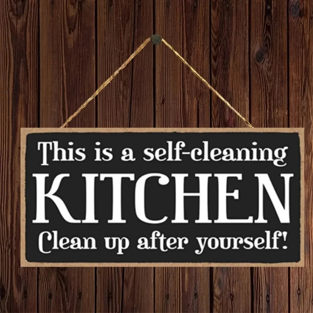Kitchen Wooden Sign Wall Decor This Is A Self Cleaning Kitchen Bathroom Hanging Wall Art Decorative Wood Sign Home Decor