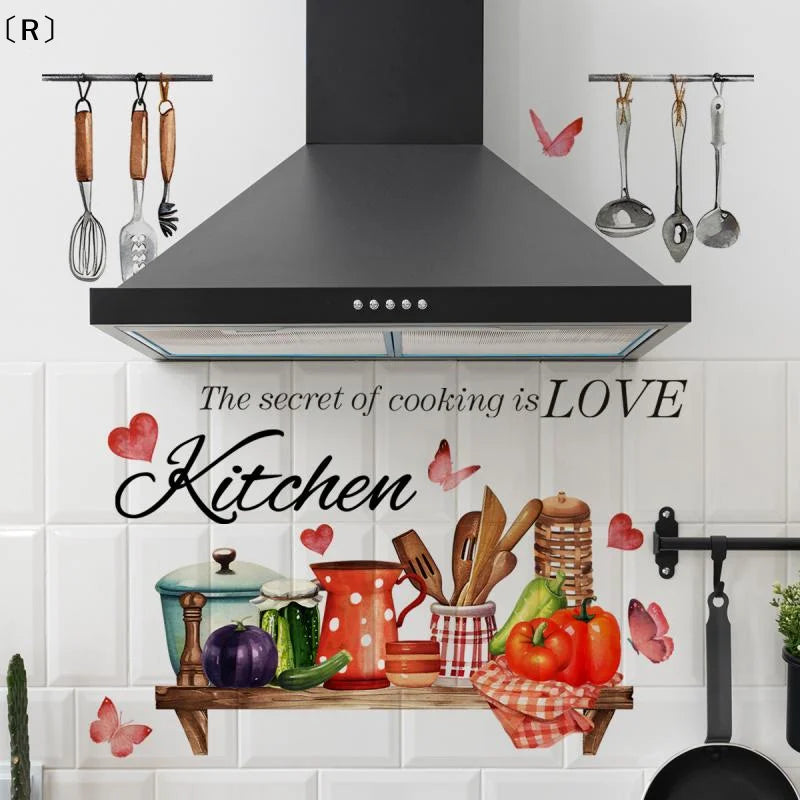 〔R〕Kitchen Supplies Pattern Wall Sticker For Kitchen Restaurant Background Decoration Mural Art Home Decor〔Winter2〕