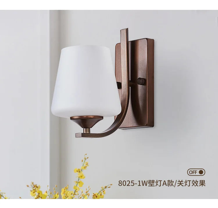 Bathroom Light Lighting with White Frosted Glass Shade, Wall Lamp for Mirror Kitchen Bedroom Living Room Porch
