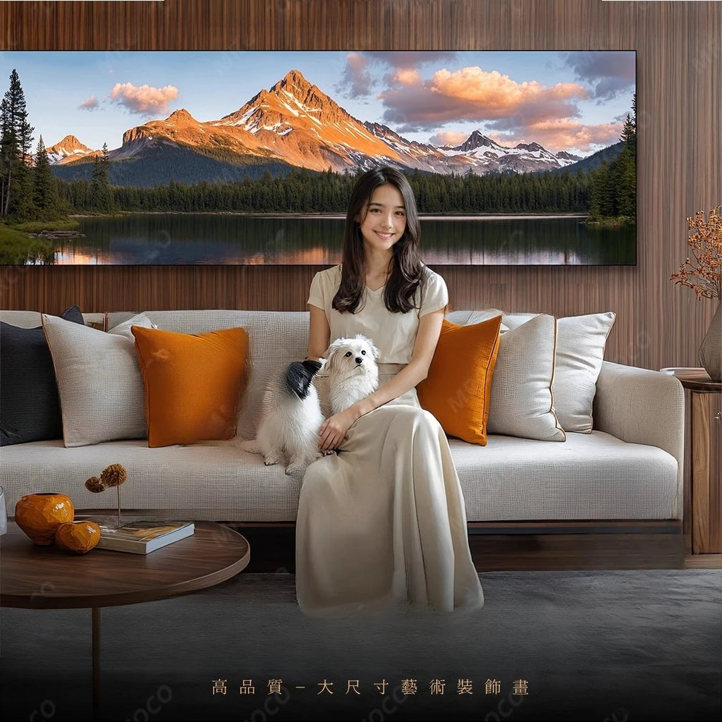 Living room long banner decorative painting atmospheric landscape painting sofa background wall