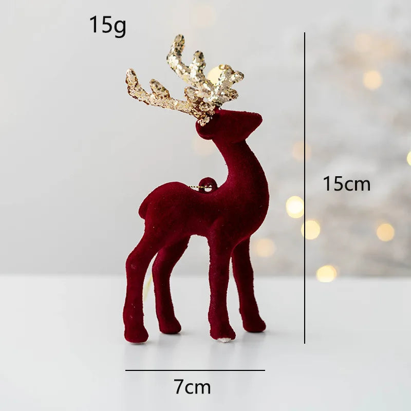 2026 Christmas Reindeer Elk Figurine Decoration Table Xmas Tree hanging Elk Ornament for Home Decor New Year Party Navidad gift
