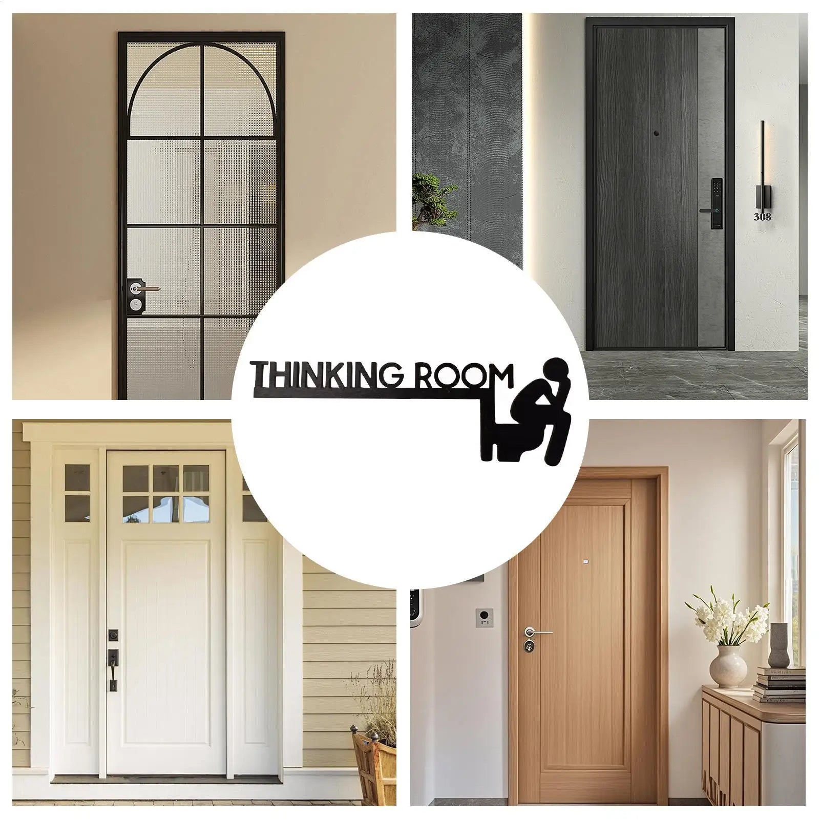 Bathroom Door Frame Decor Door Frame Corner Wooden Sign Decorations Unique Thinking Room Fun Toilet Door Sign Funny Creative