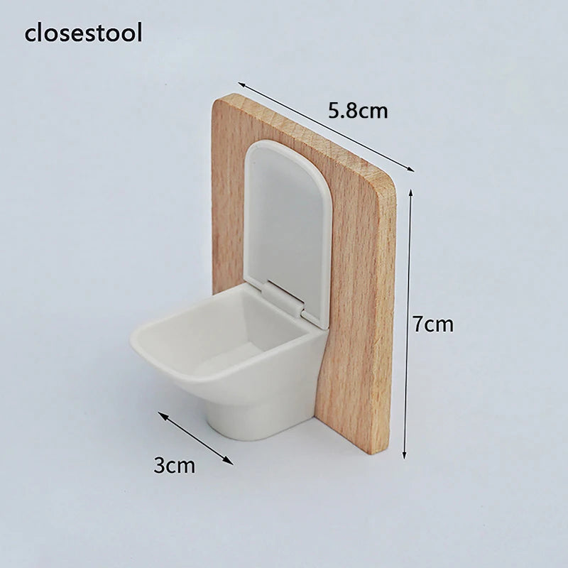 Scale 1/12 Dollhouse Bathroom Decor: Miniature Washbasin, Tub, Toilet Furniture; Creative Dollhouse Accessories