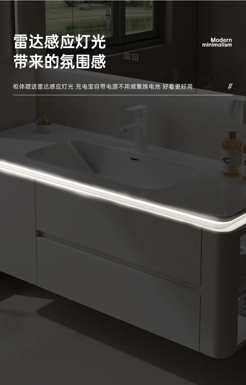 Led Light Ensuite Bathroom Cabinet Basin Designs Mirror Shelves Bathroom Cabinets Shower Organizer Banyo Dolabi Home Furniture