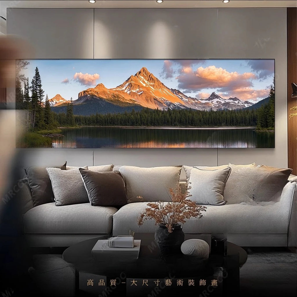 Living room long banner decorative painting atmospheric landscape painting sofa background wall