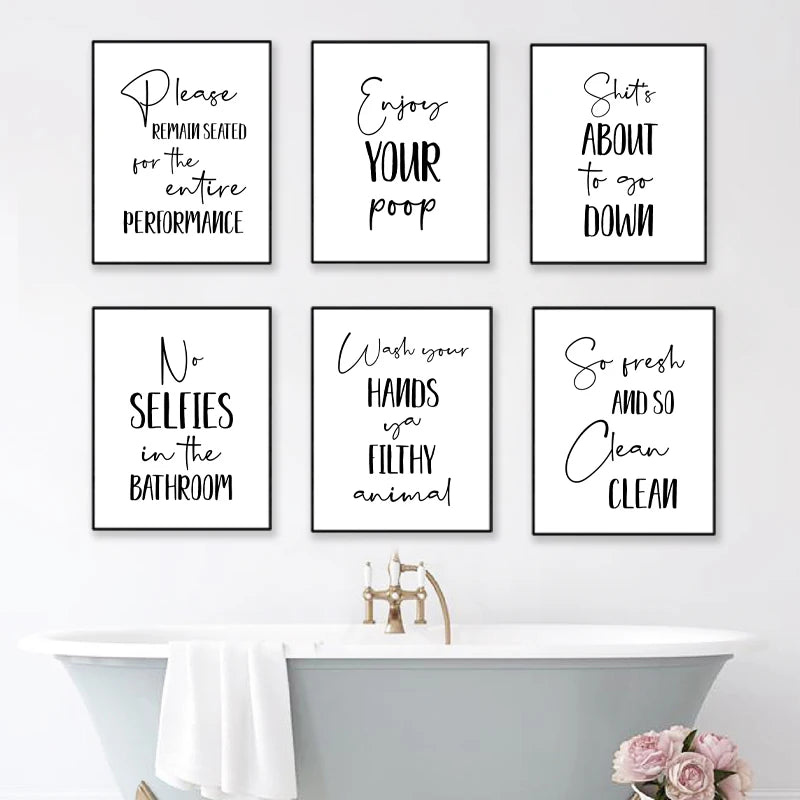 Bathroom Wall Art Decor Funny Bathroom Signs Posters and Prints Modern Minimalist Canvas Painting WC Toilet Room Decor