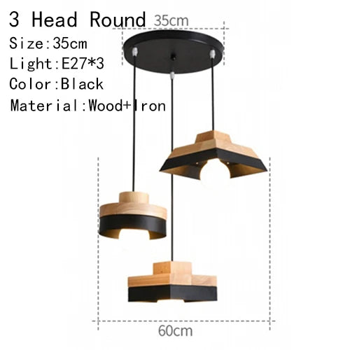 Modern Wood Chandelier Room Decor  Lighting for Living Room  Lamp for Bedroom Cafe or Restaurant Interior Decoration Lights