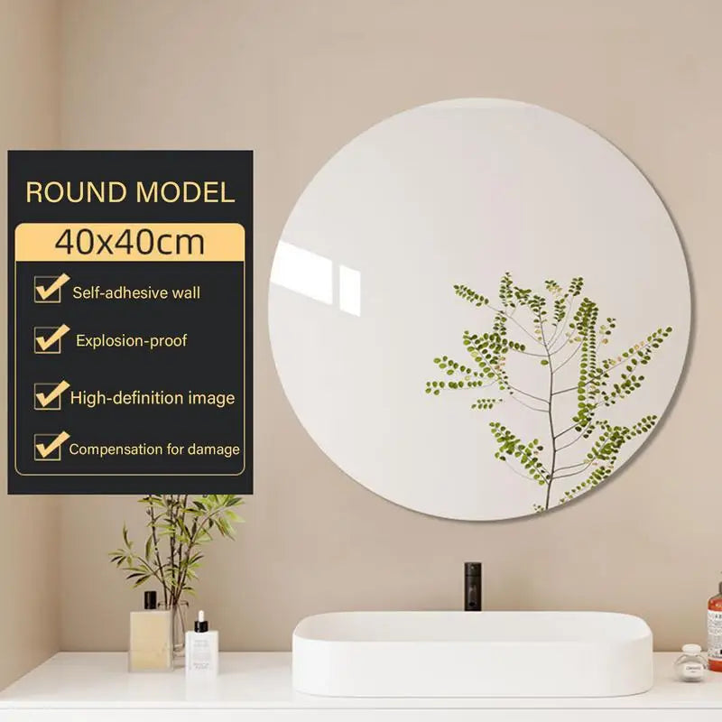 Bathroom Mirror Frameless Bathroom Wall Mirror Stickers Adhesive Bathroom Vanity Mirrors Waterproof Room Wall Decor For Bathroom