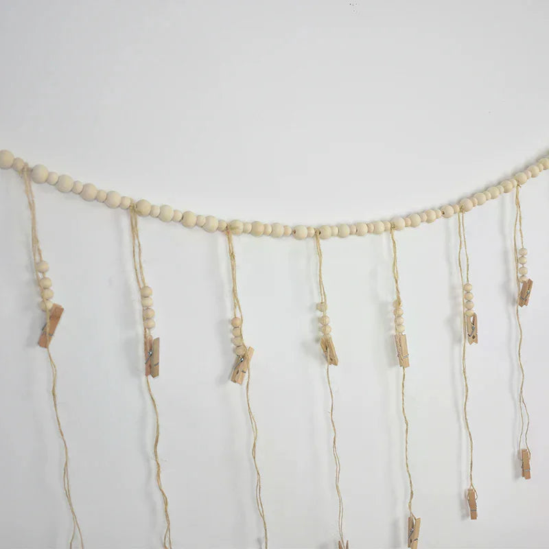 Photo Display Wall Hanging Decor Boho Home Decoration Wooden Beads Macrame Tapestry For Wall Hanging Room Decors Aesthetic Gift