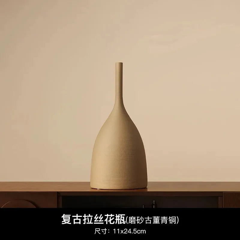Handmade Ceramic Vase, Vintage Wabi-Sabi Living Room Decor, Morandi Style Home Decoration, living room decoration