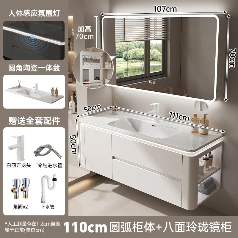 Led Light Ensuite Bathroom Cabinet Basin Designs Mirror Shelves Bathroom Cabinets Shower Organizer Banyo Dolabi Home Furniture