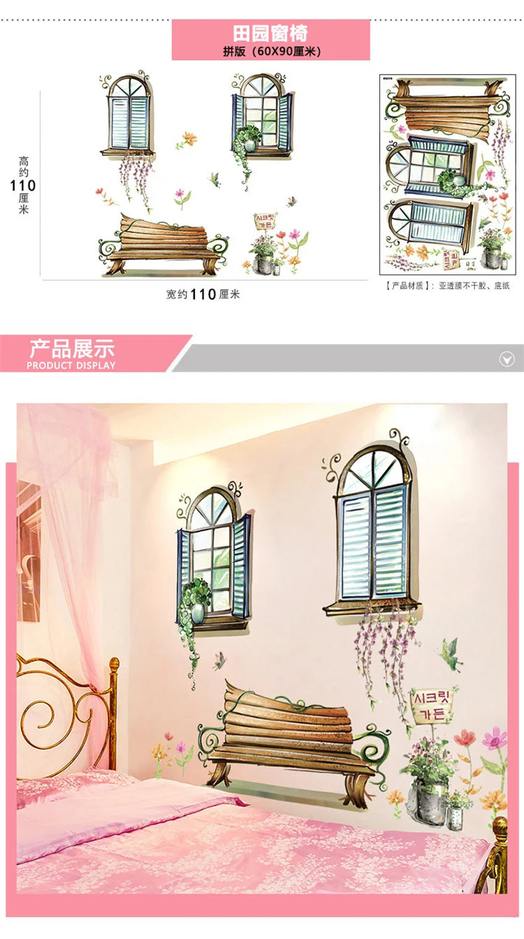 Living Room Flower Background Wall Stickers Bedroom Room Wall Decoration Stickers Wallpaper Self-adhesive Stickers Home Decor