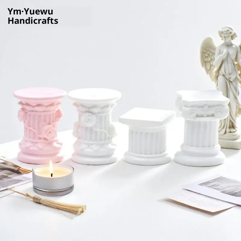 Indoor Home Dinning Room Garden Scenery Decor Roman Pillar Greek Column Statue Pedestal Candlestick Stand Figurine Sculpture