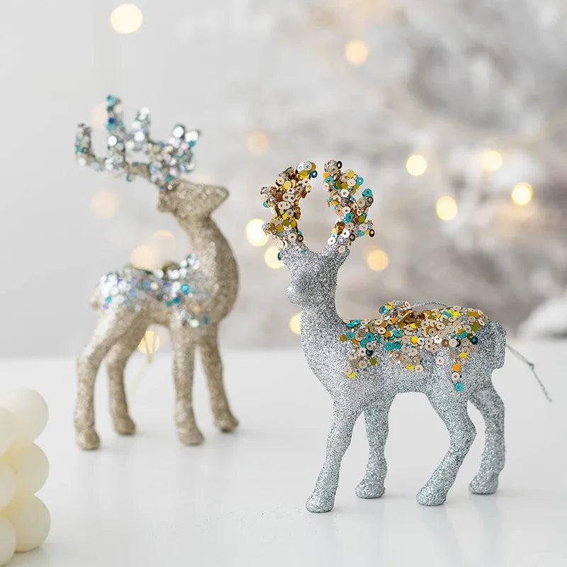 2026 Christmas Reindeer Elk Figurine Decoration Table Xmas Tree hanging Elk Ornament for Home Decor New Year Party Navidad gift