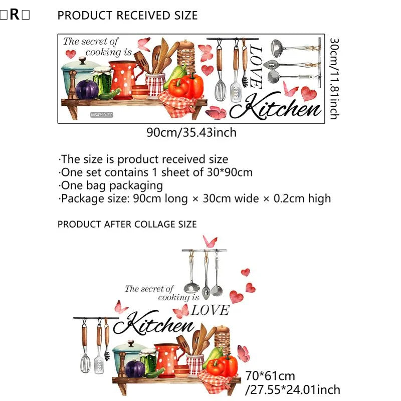 〔R〕Kitchen Supplies Pattern Wall Sticker For Kitchen Restaurant Background Decoration Mural Art Home Decor〔Winter2〕
