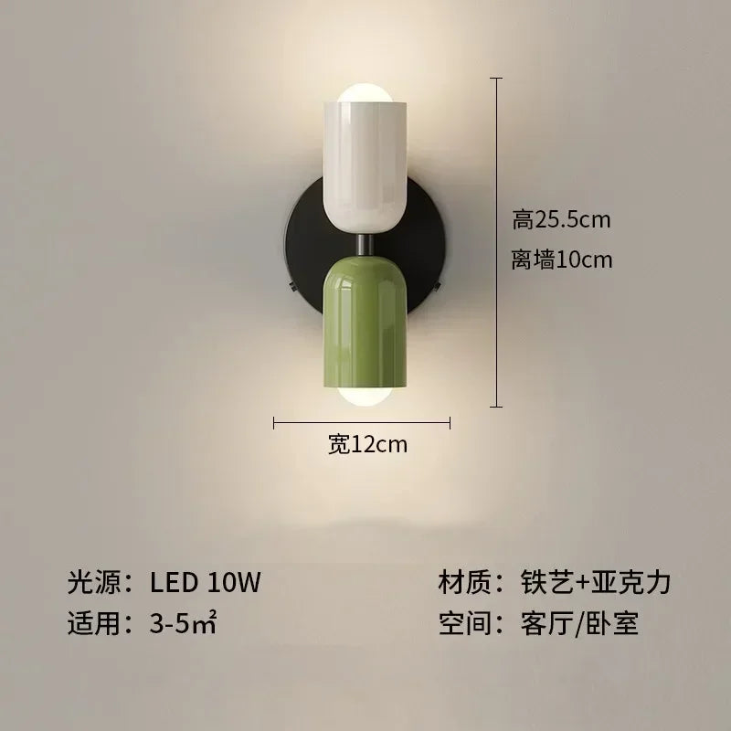 French Wall Sconces Double Headed Multicolor Hallway Bathroom Bedhead Lighting Decor Creative Contrast Color Post Modern