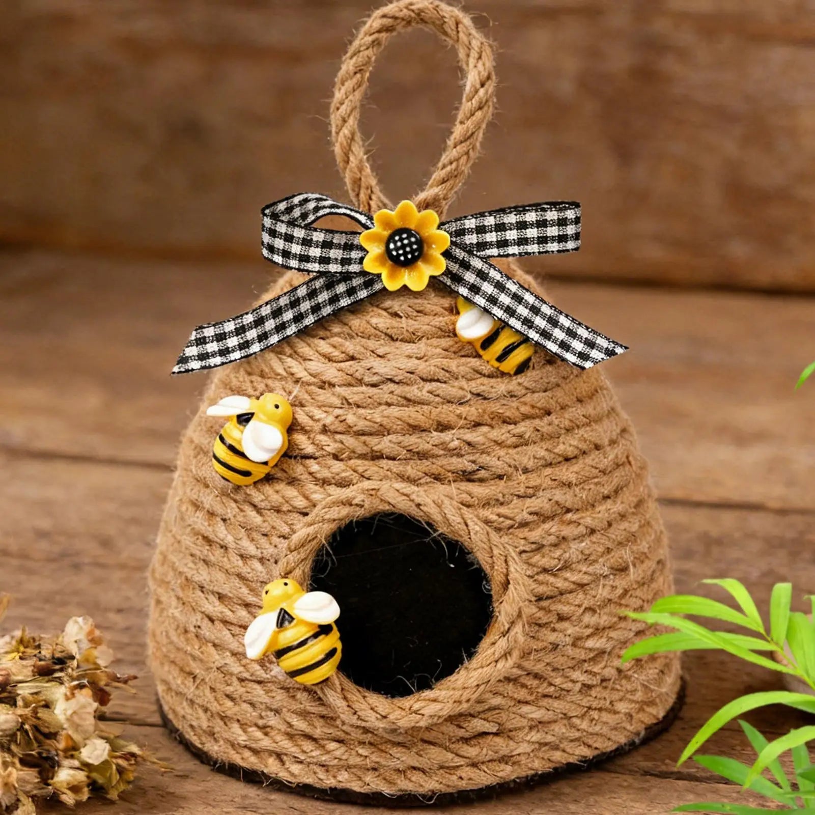 Bee Decorations for Home Cute Aesthetic Rope Ornament Honey Bee Hive Rustic Decor for Home Kitchen Bedroom Farmhouse Office