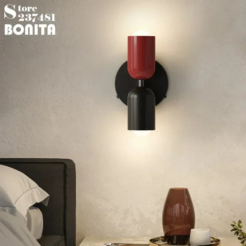 French Wall Sconces Double Headed Multicolor Hallway Bathroom Bedhead Lighting Decor Creative Contrast Color Post Modern