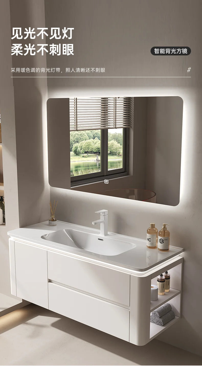 Led Light Ensuite Bathroom Cabinet Basin Designs Mirror Shelves Bathroom Cabinets Shower Organizer Banyo Dolabi Home Furniture