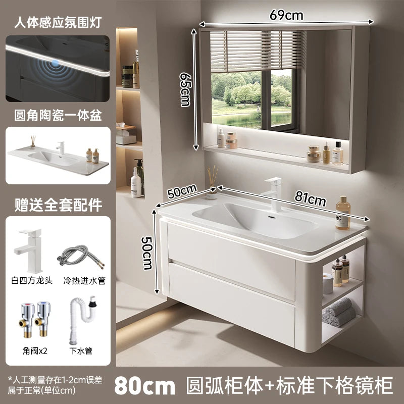 Led Light Ensuite Bathroom Cabinet Basin Designs Mirror Shelves Bathroom Cabinets Shower Organizer Banyo Dolabi Home Furniture