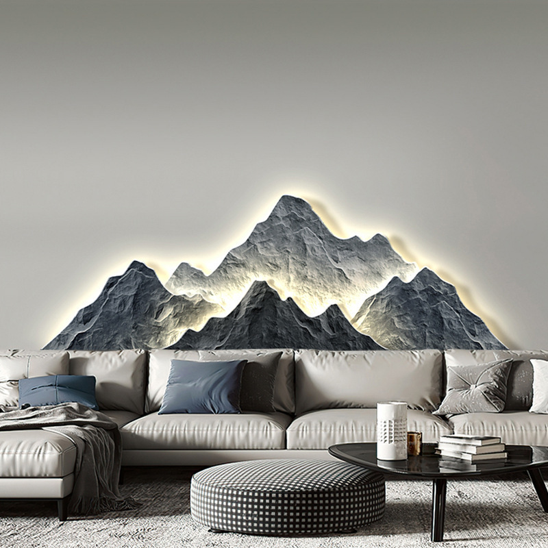Modern Living room background Wall lamp Mountains Full Moon Sconce Arts Prints Posters Lighting Bedside Mural Lamp Home Decor